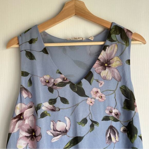 Soft Surroundings tiered sleeveless floral dress size med lilac purple flowers - Picture 4 of 10